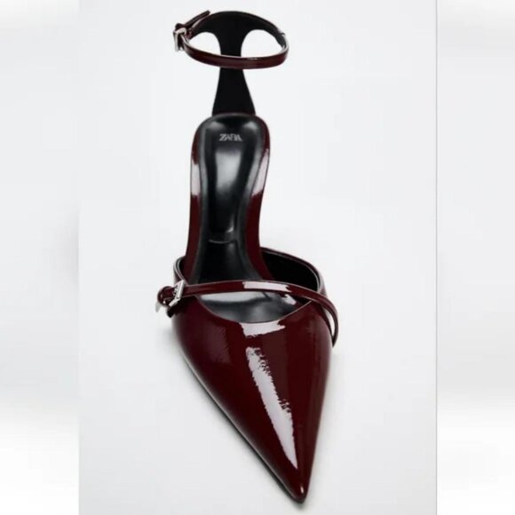 ZARA FAUX PATENT LEATHER HEELED SHOES - Picture 4 of 6